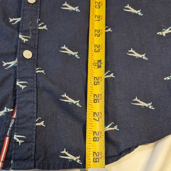Denim & Flower Short Sleeve XL Airplane Print Blue Casual Button Down Shirt Mens - Picture 4 of 13